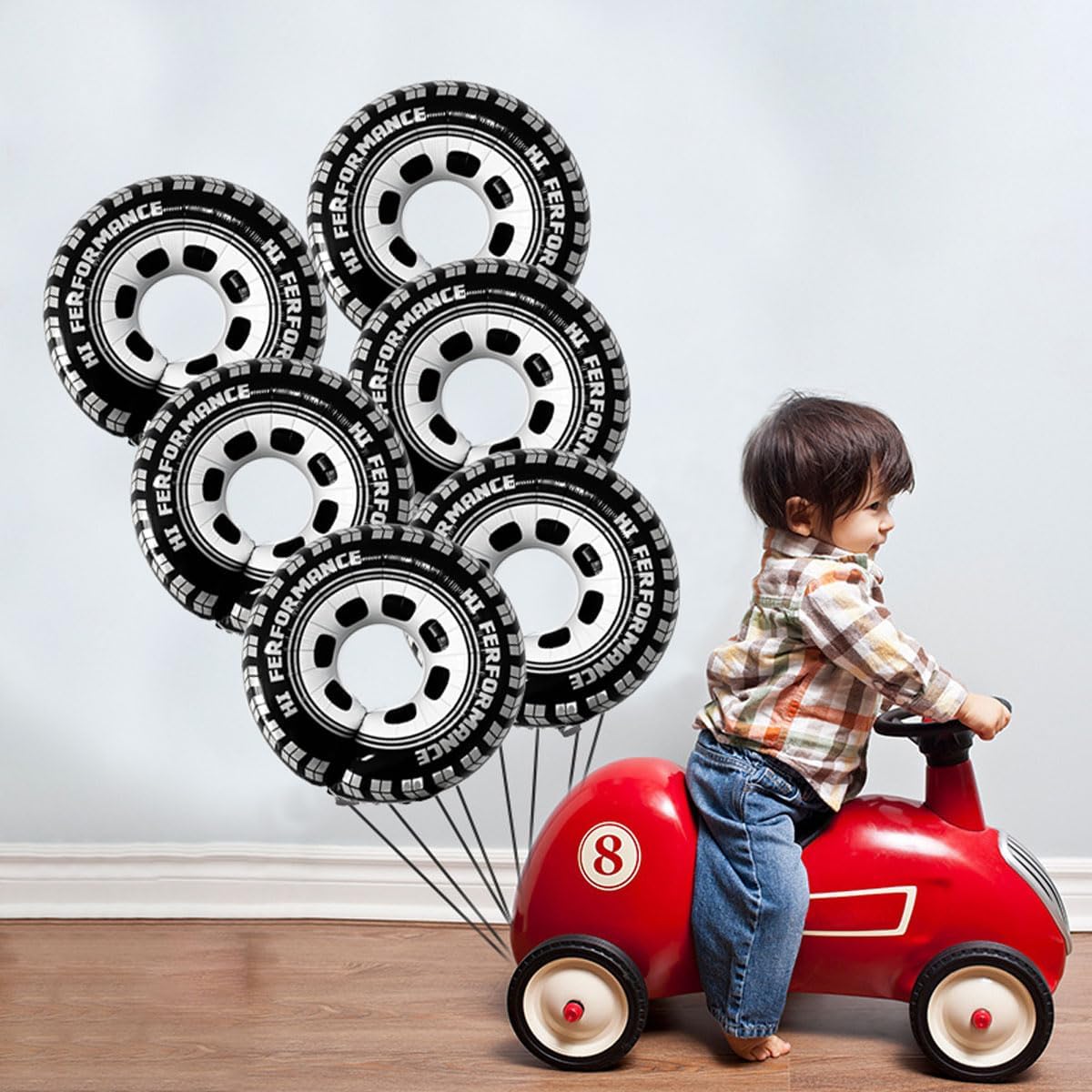 30 Inch Race Car Wheel Balloons 6Pcs Party Decor