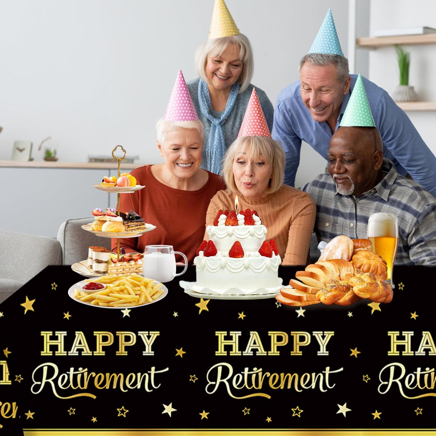 Egami 2pcs Retirement Tablecloth for Party Decorations