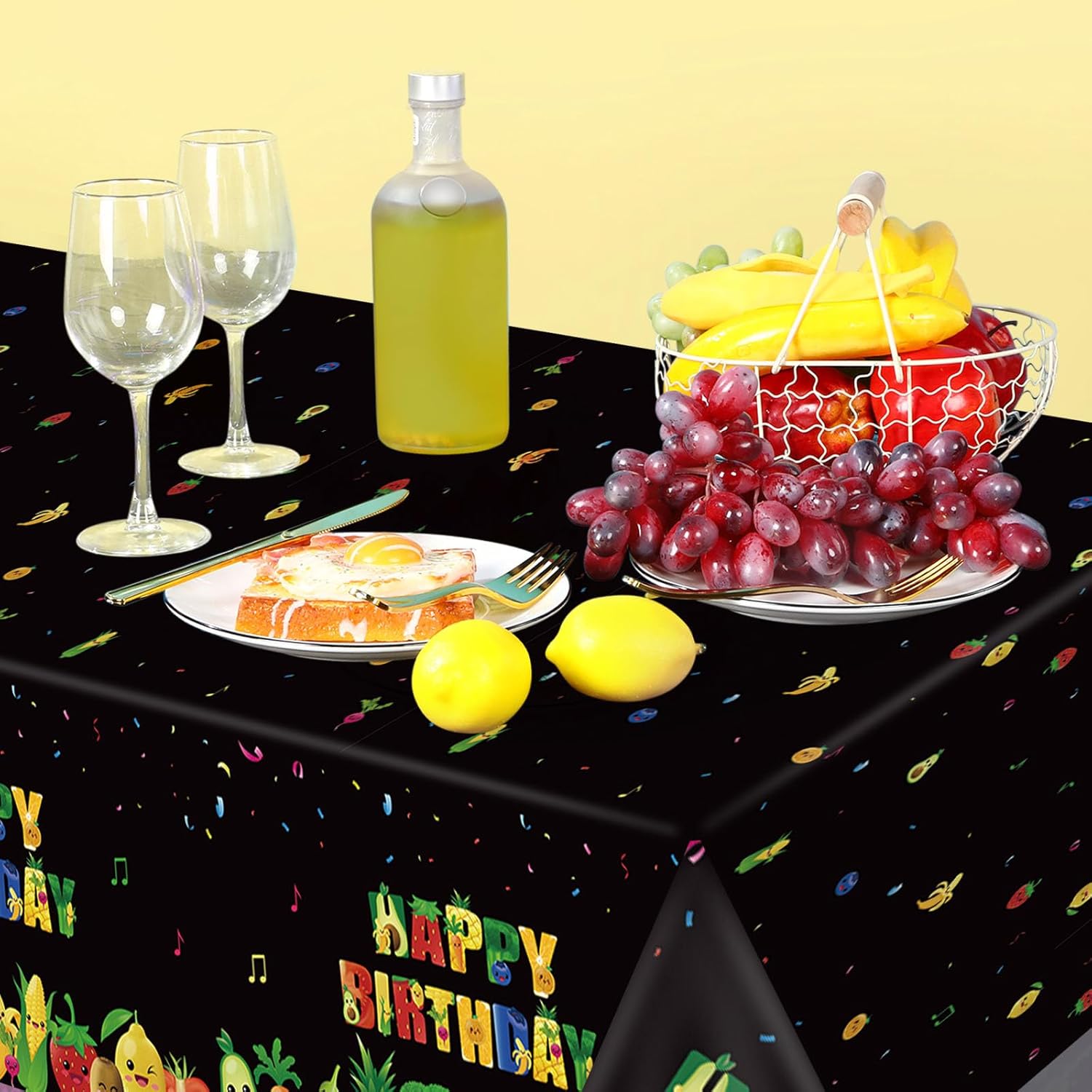 Tiamon 3 Pcs Fruit Tablecloths 54x108 Inch Birthday Party Decorations