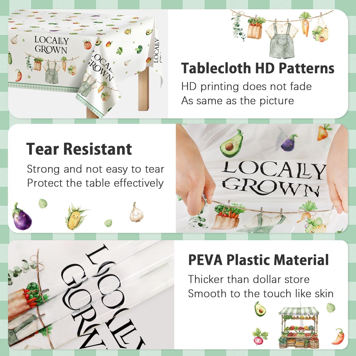 3Pcs Locally Grown Baby Shower Tablecloth Set