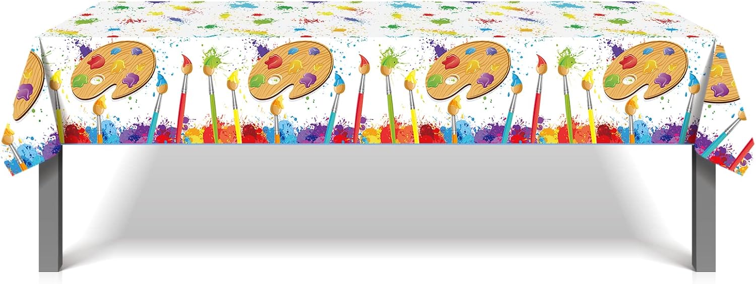 2Pcs Art Paint Tablecloths for Birthday Parties