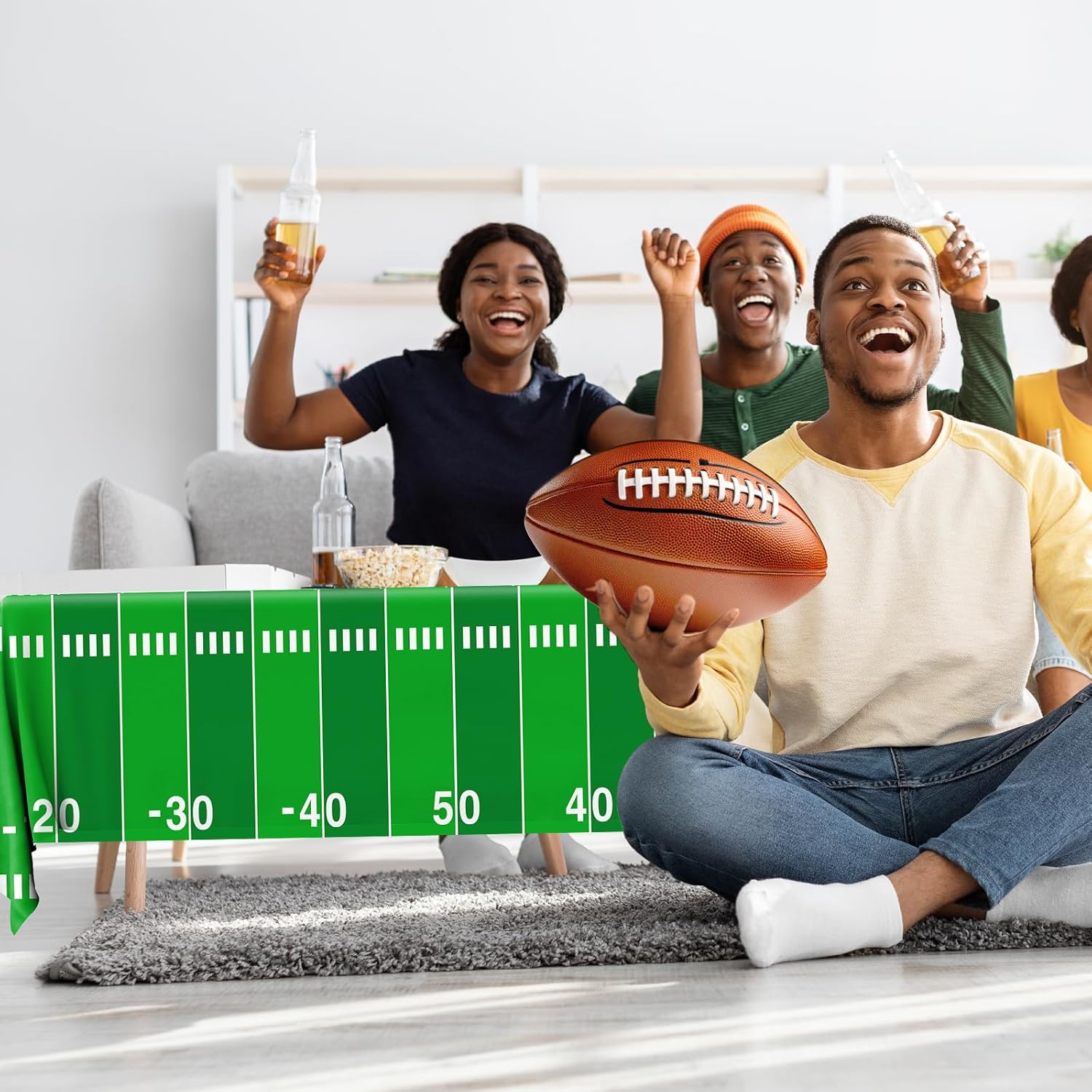 Juweked 3Pcs Football Tablecloth for Football Parties