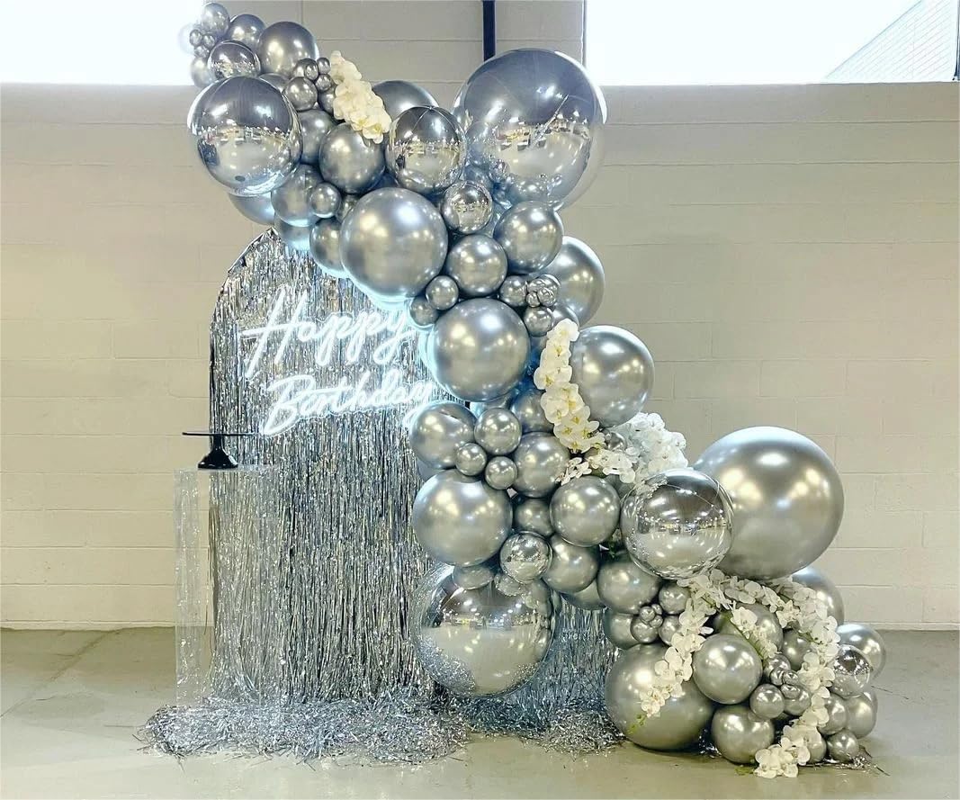 50pcs 12 Inch Metallic Silver Balloons for Party Decorations