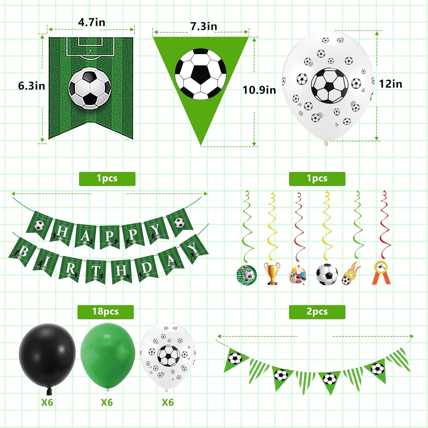 Soccer Birthday Party Decorations 27 PCS