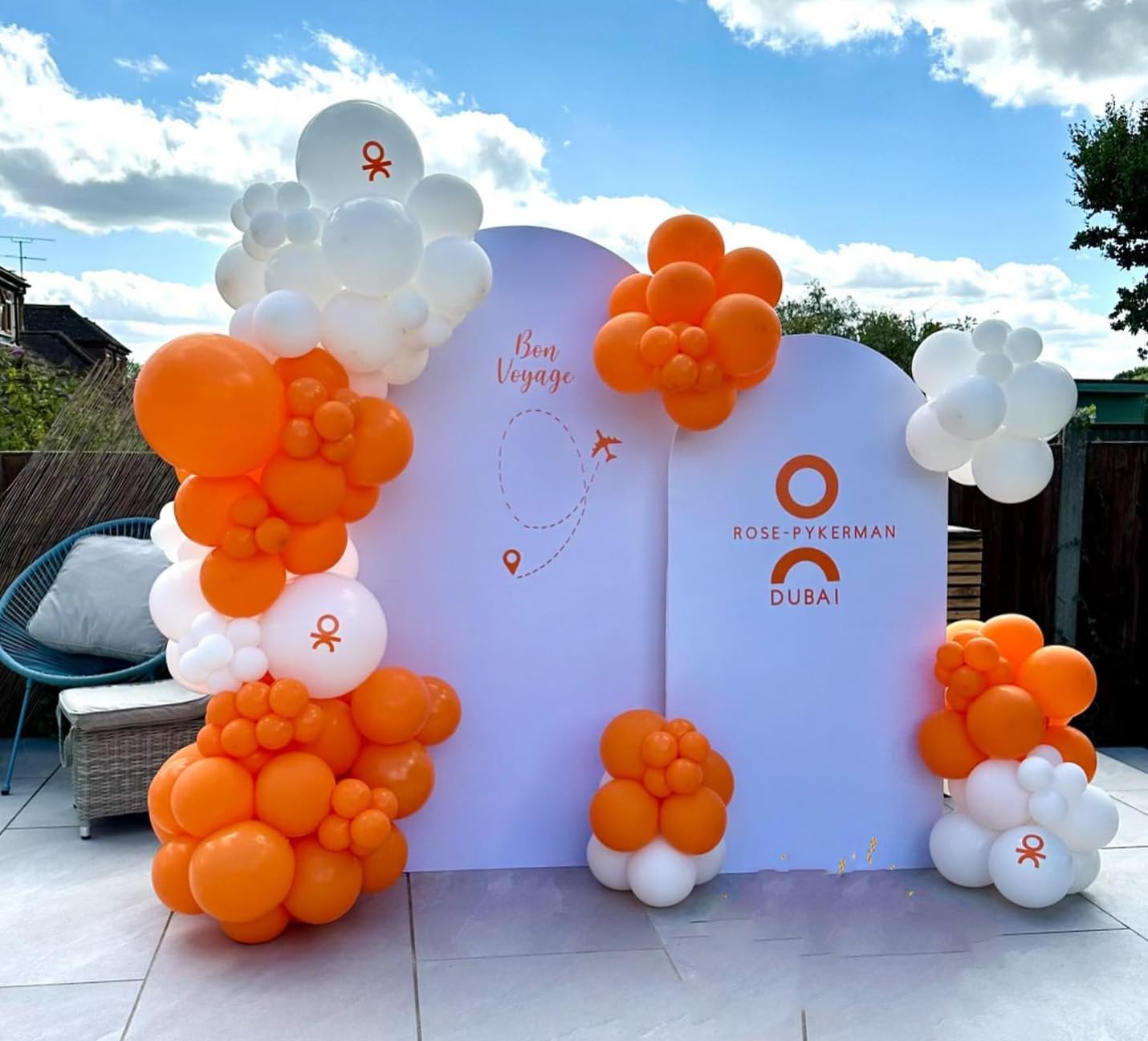 Orange and White Balloon Arch Kit 140Pcs with Garland Strip and Glue Dots