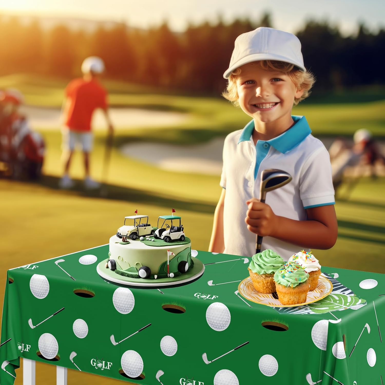 Golf Party Tablecloth 2pcs 87x51 Inch