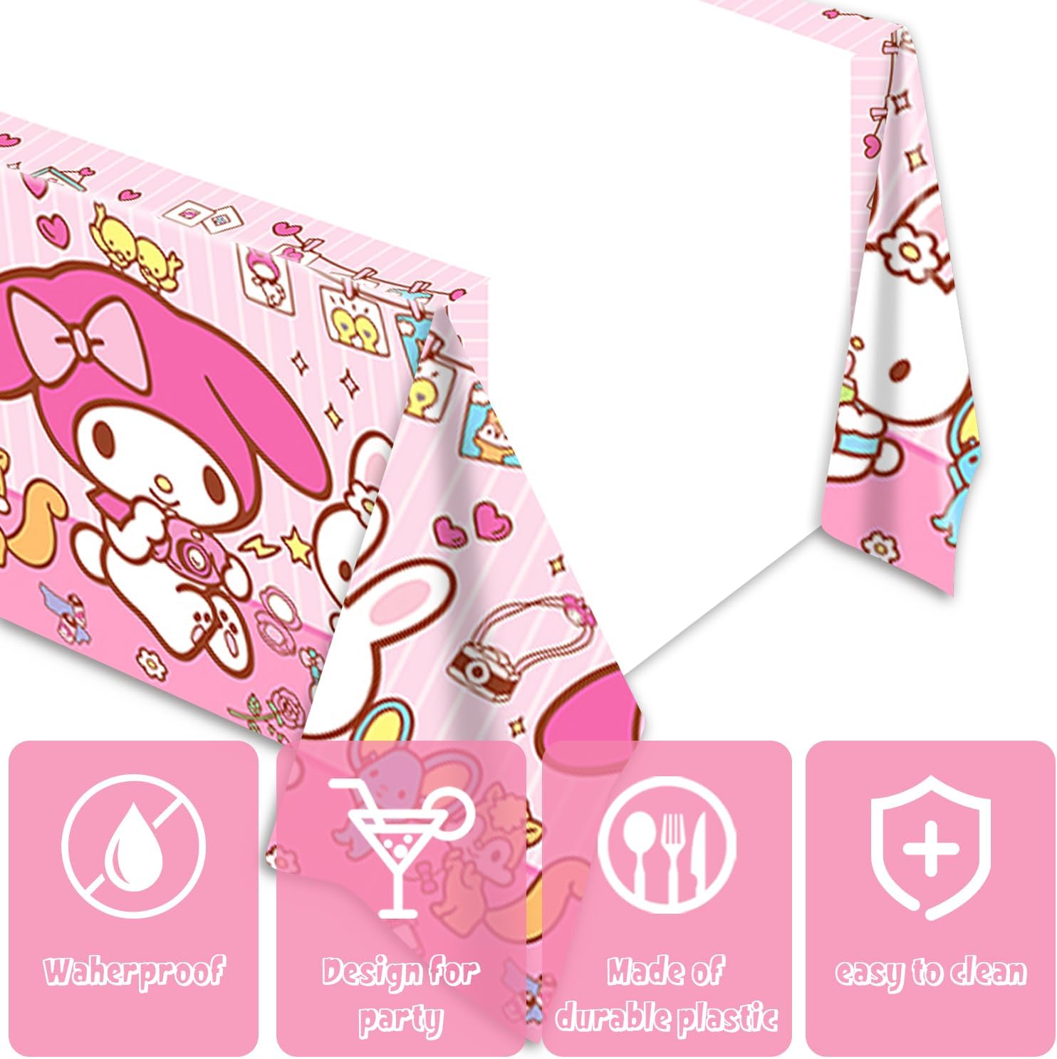 2Pcs Melody Tablecloth Disposable for Birthday Party Decorations