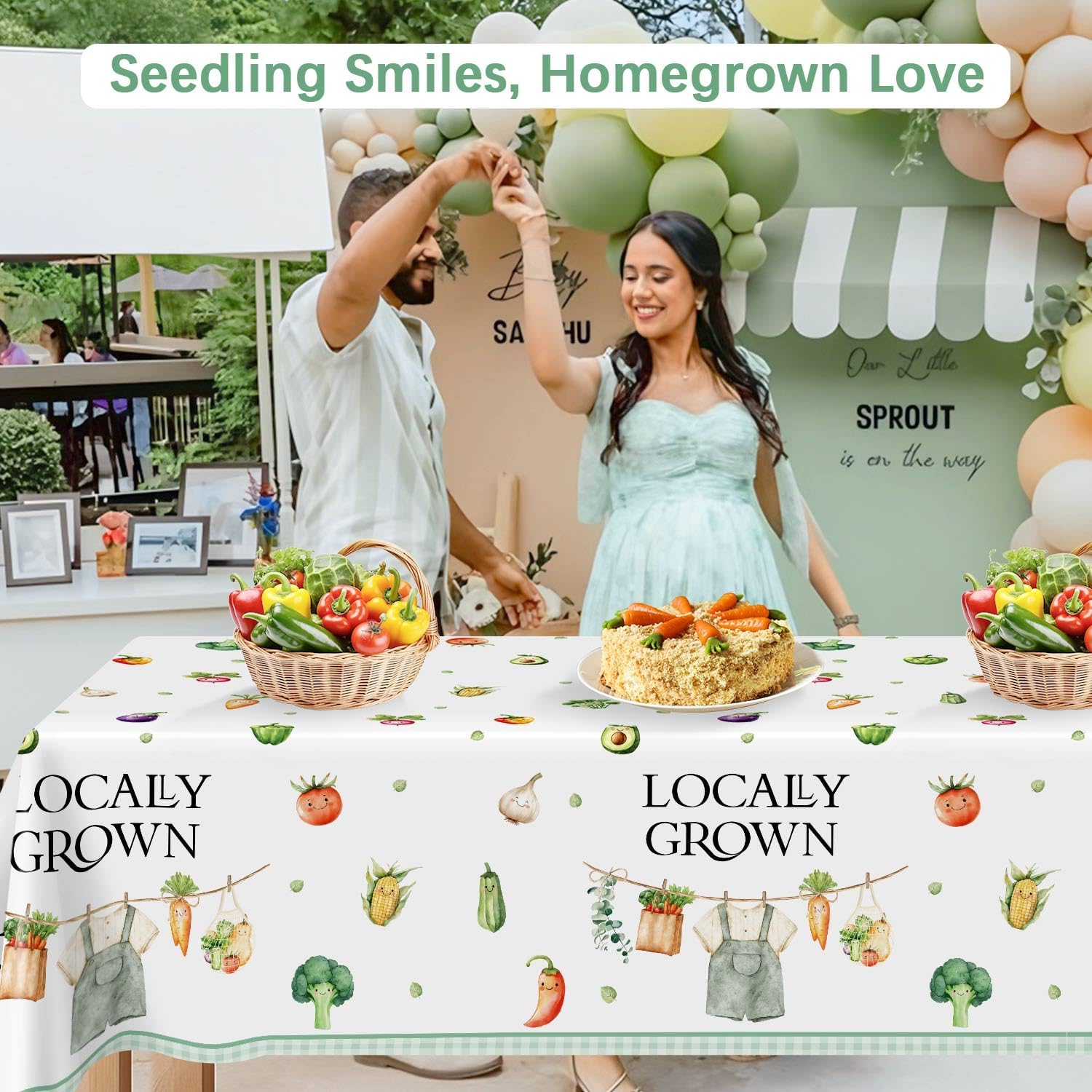 3Pcs Locally Grown Baby Shower Tablecloth Set