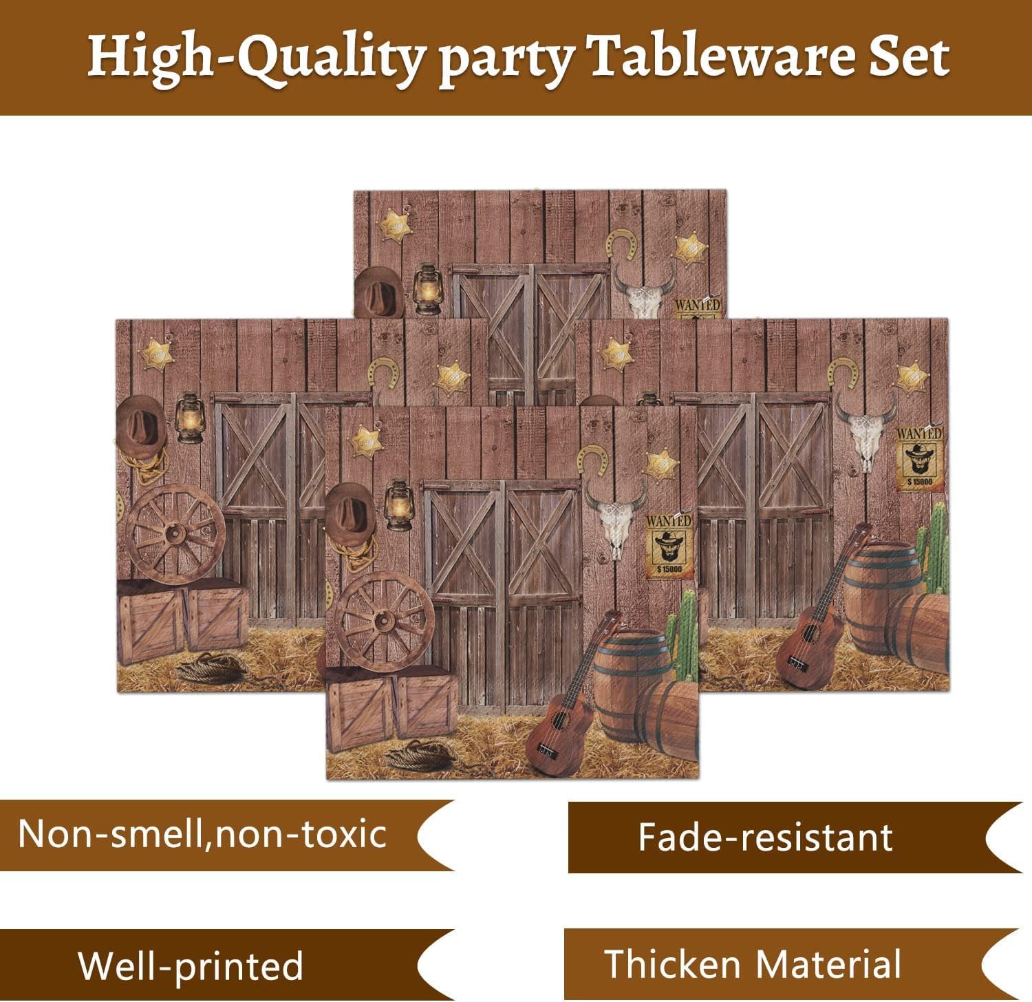 Oigco Wild West Party Plates and Napkins Set for 24 Guests