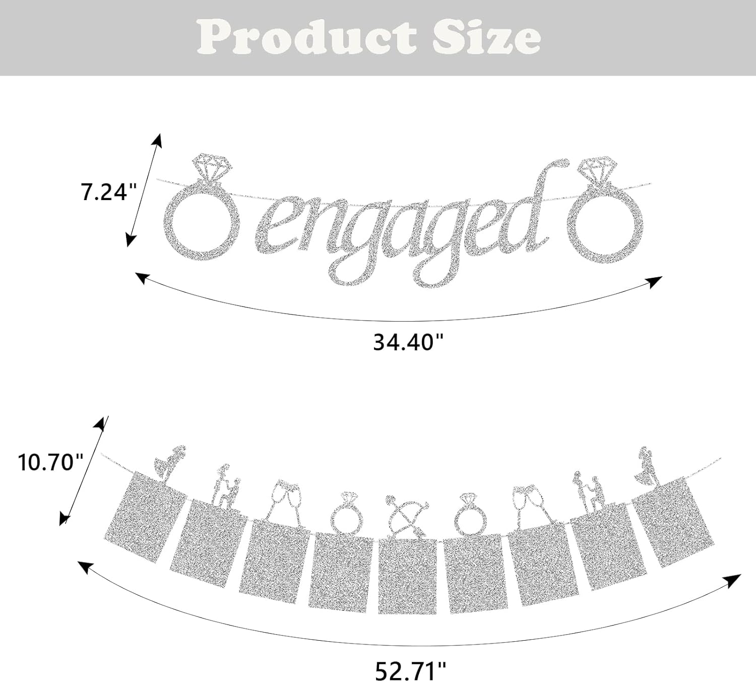 Engagement Wedding Banners - Silver Decor for Party