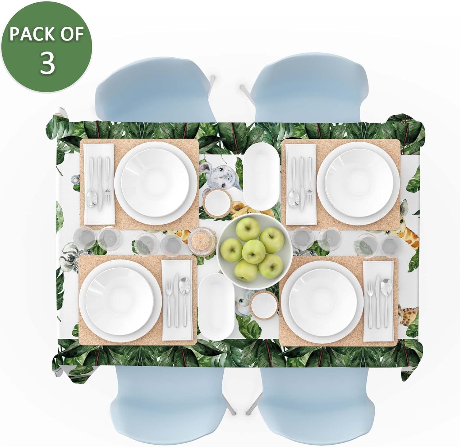 Yuzioey 3 Pack Safari Tablecloths Wild Animals Party Decor