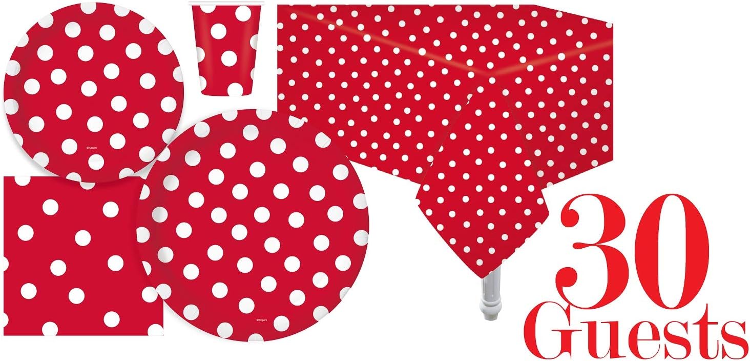 Oojami 30 Person Party Pack Red Polka Dots