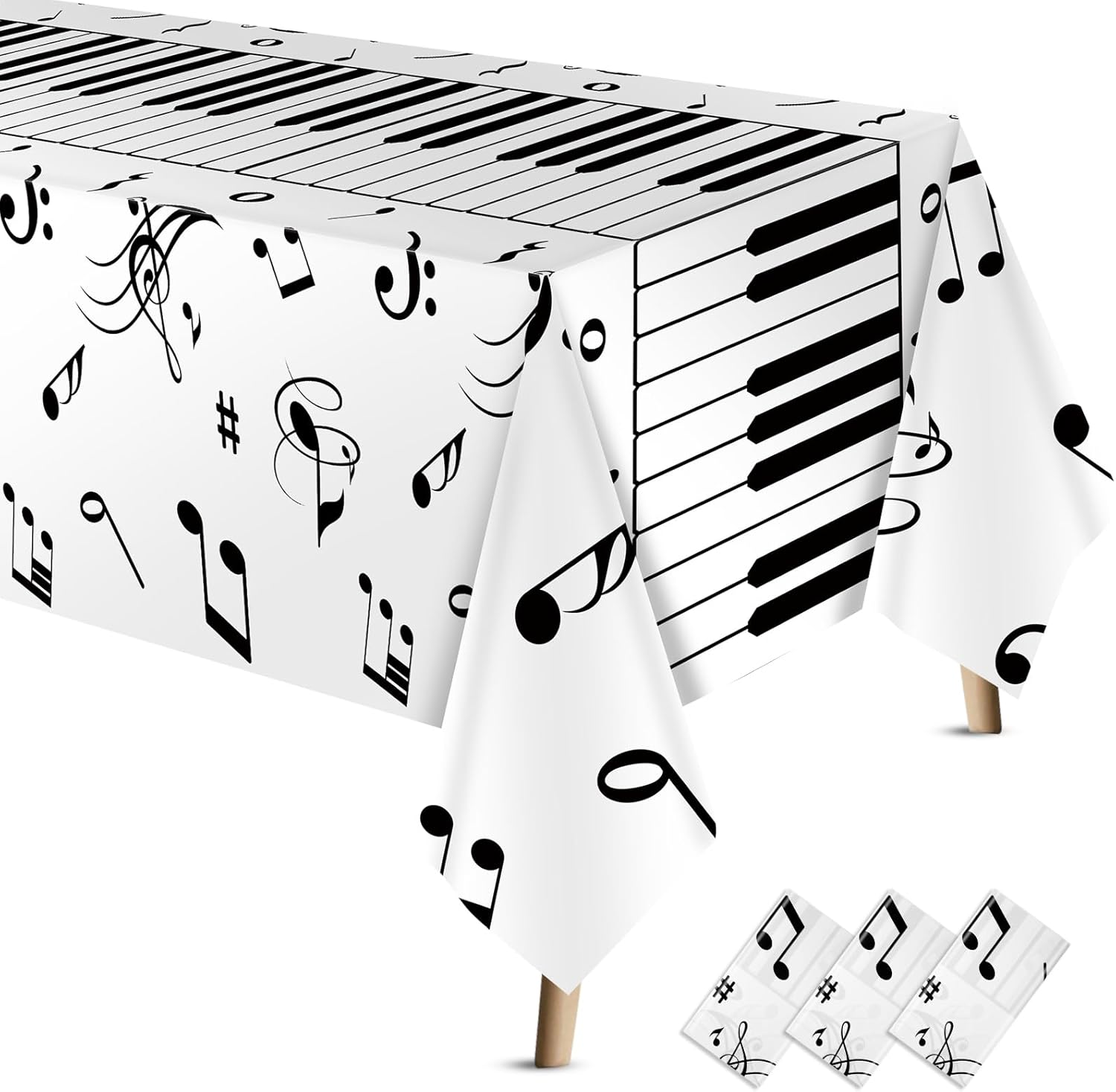 3 Pcs Musical Notes Tablecloth for Music Themed Parties