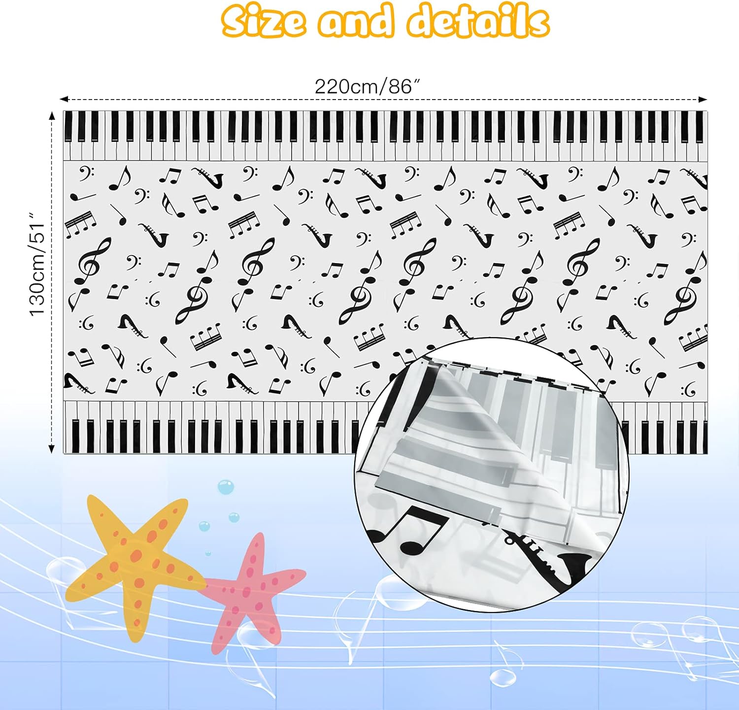 PHOGARY Musical Notes Tablecover Set 3 pcs