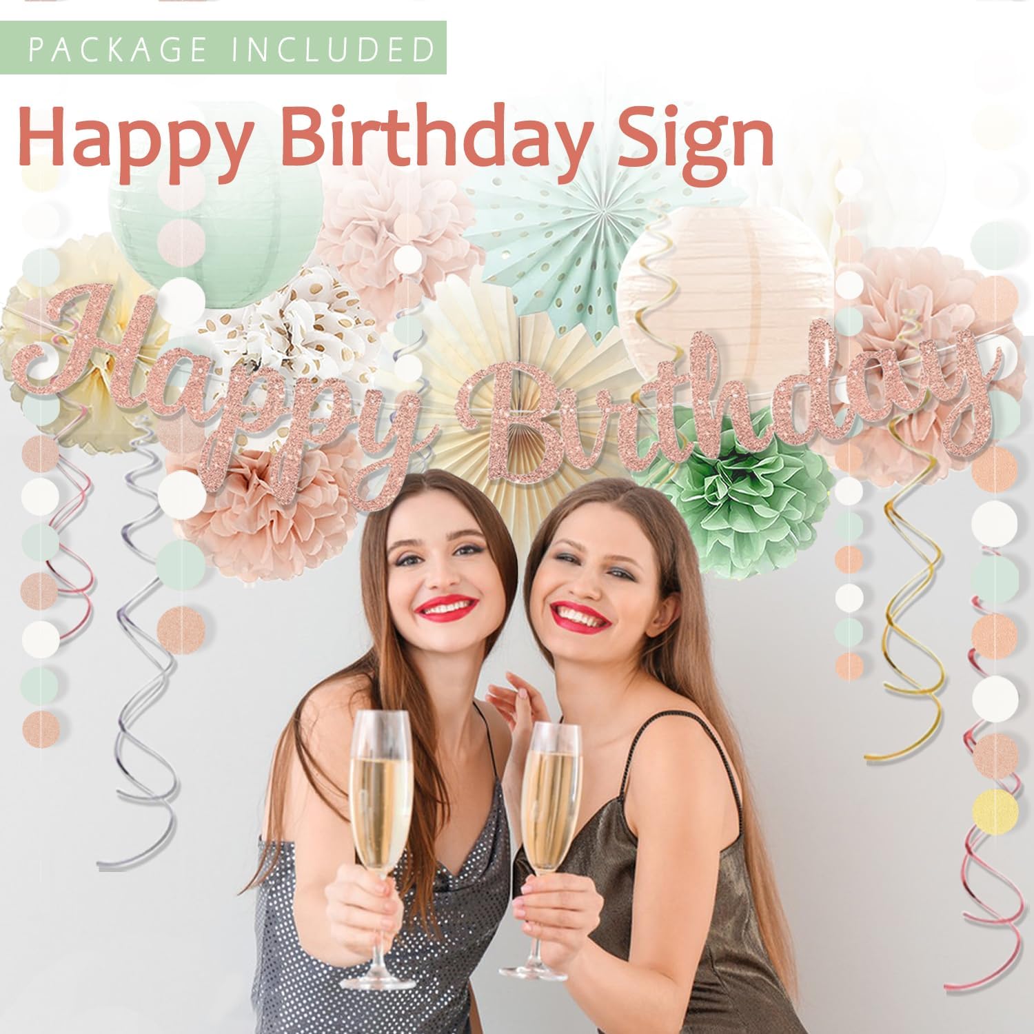 Sage Green Blush Pink Birthday Decorations for Women Girls