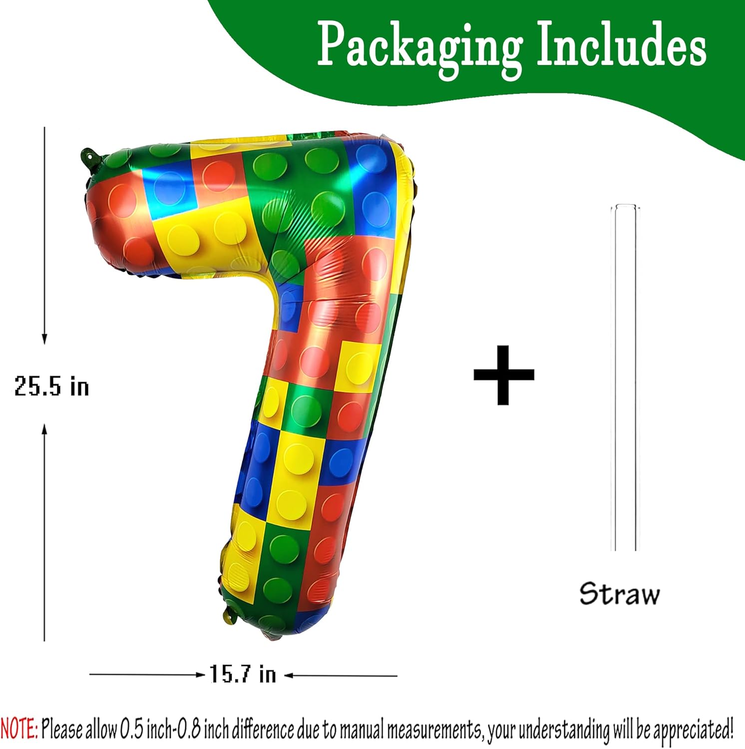 32 Inch Block Number 7 Balloons for 7th Birthday Party