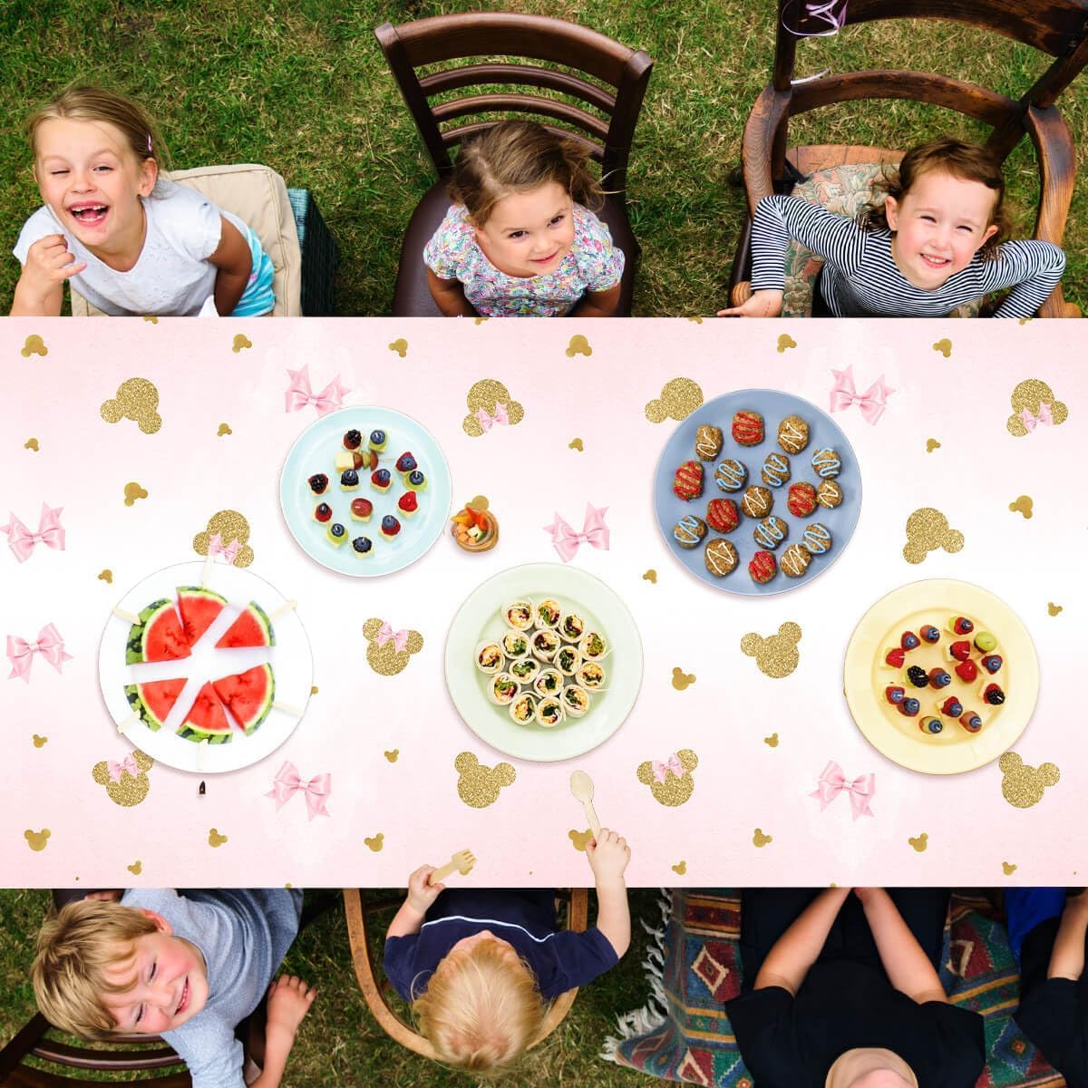 3 Pink Mouse Head Tablecovers for Kids Birthday Party