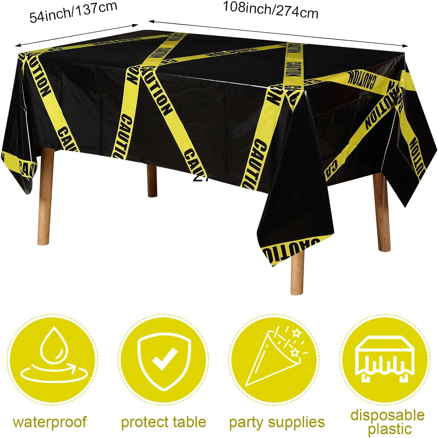 Irenare Halloween Construction Tablecloth Set of 3