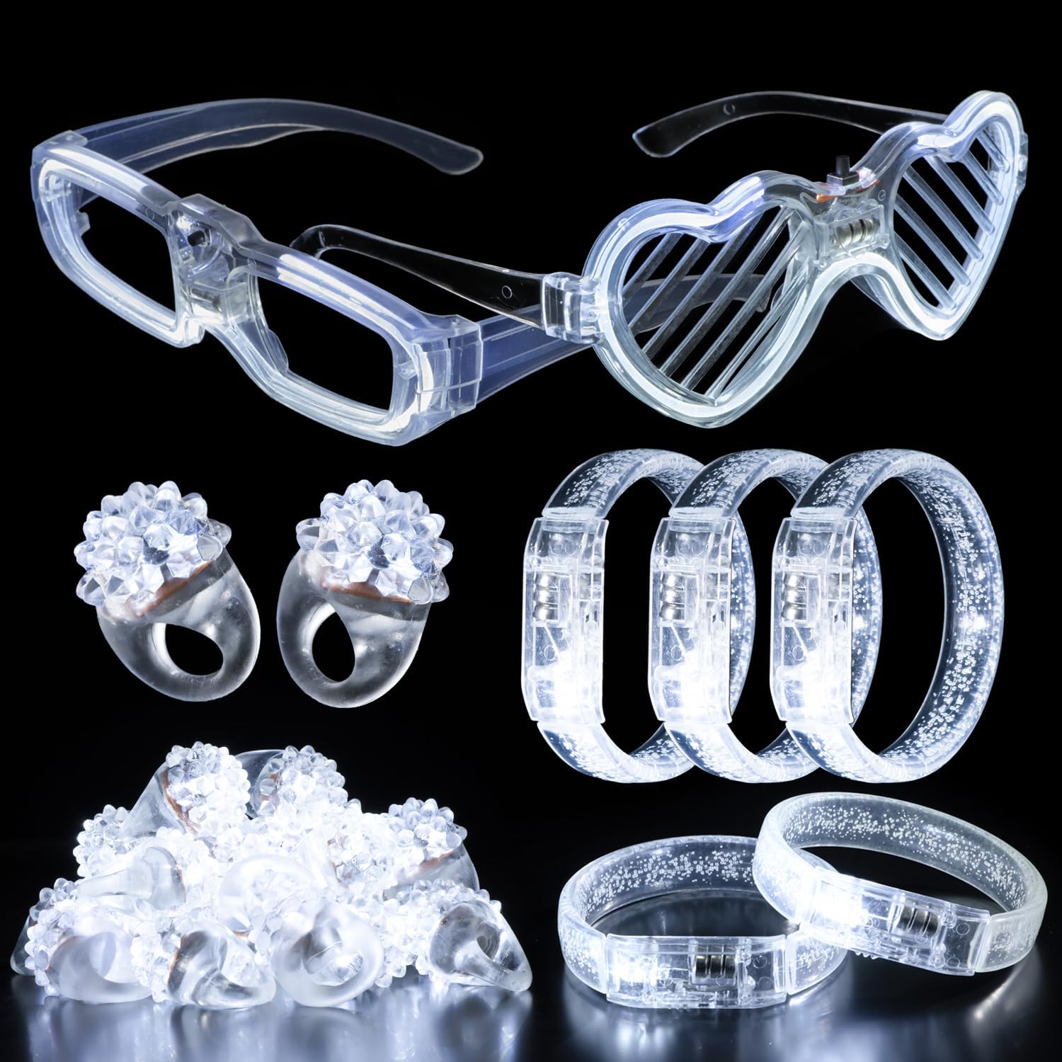 50Pcs White Wedding Party Supplies Set with LED Decorations