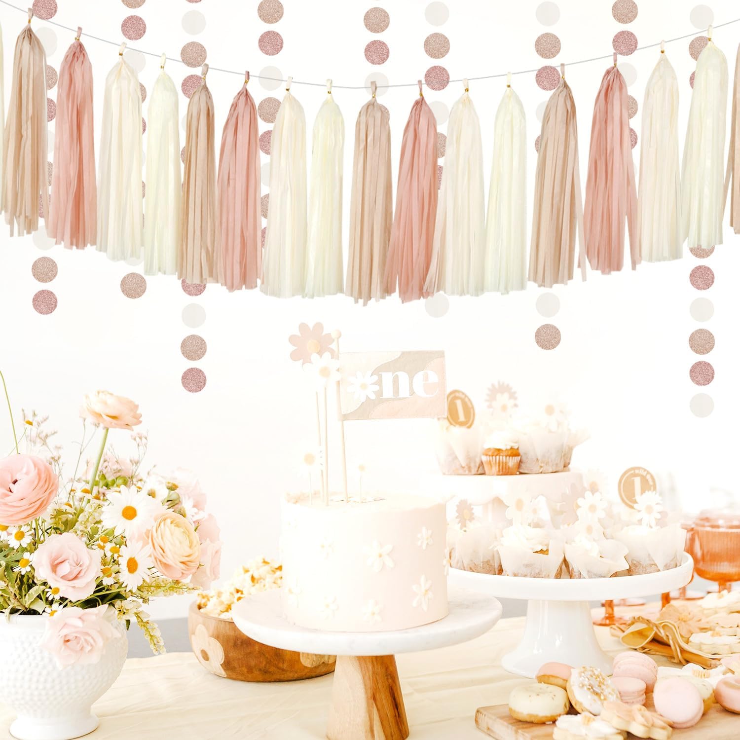 Champagne Gold Beige Boho Party Decor Kit 23pcs
