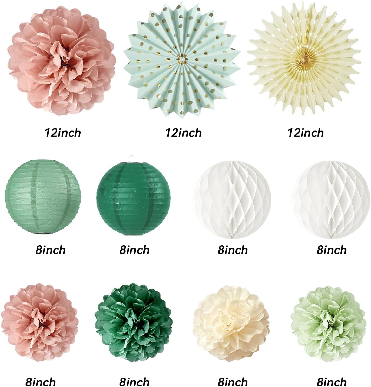 FunHot Sage Green and Dusty Pink Party Decorations Set