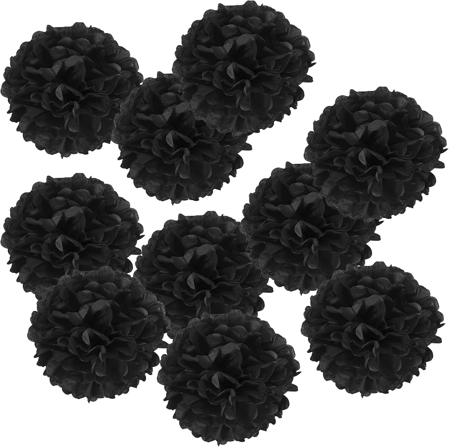 PATIKIL 4 Inch Black Paper Pom Poms 10 Pack