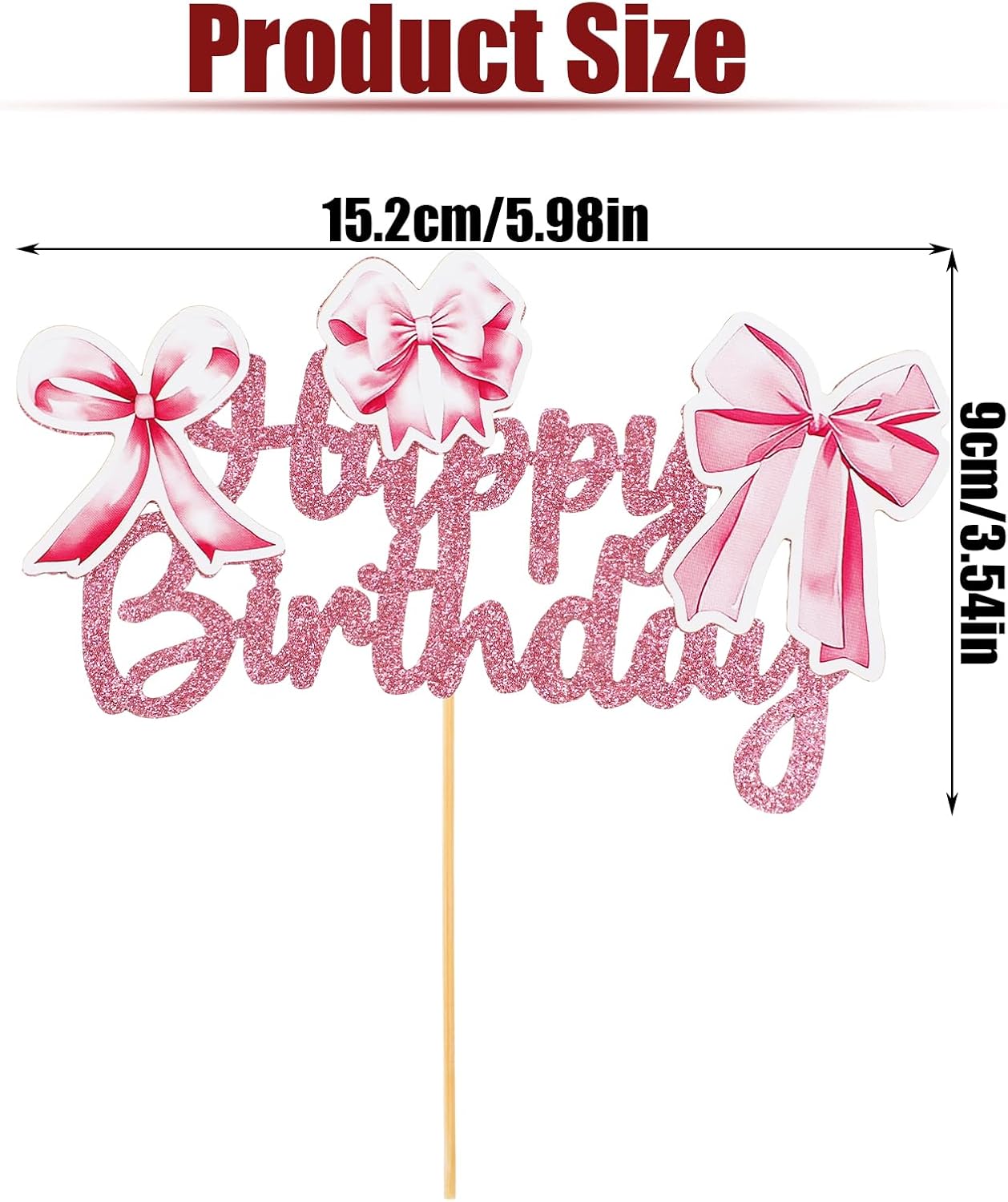 Pink Bow Coquette Cake Topper for Birthday Decorations