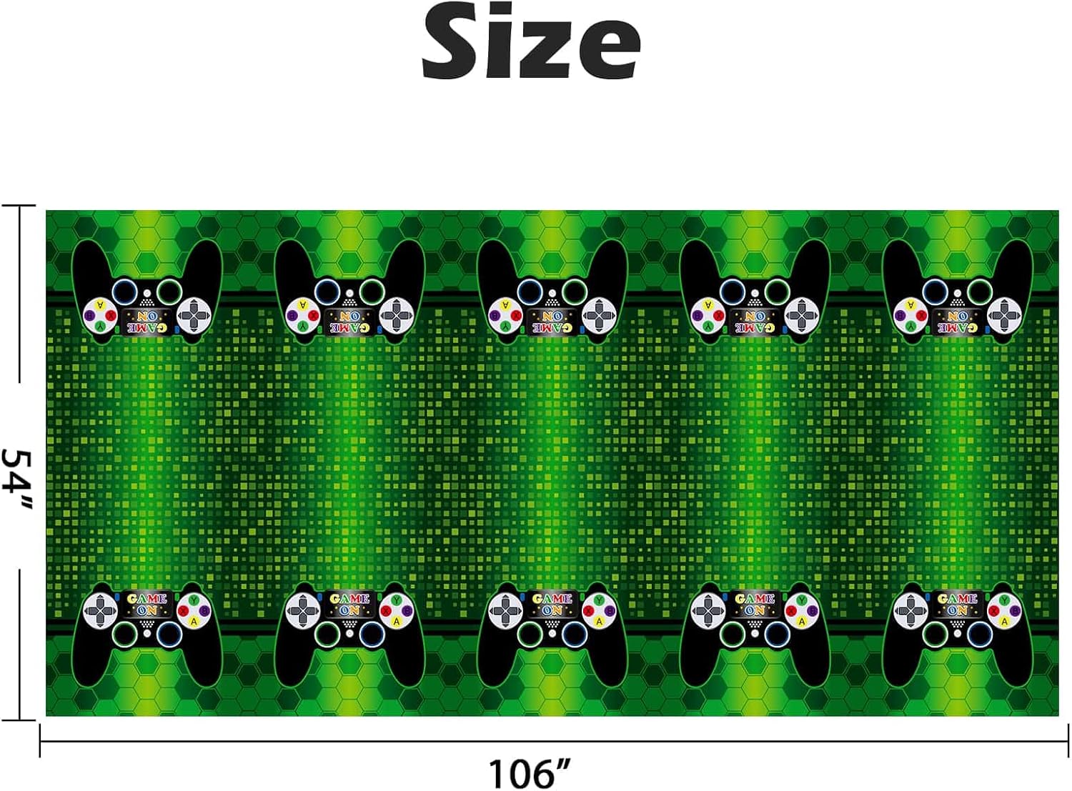 WERNNSAI Video Game Table Cover 108x54 Inch Disposable Plastic Tablecloth