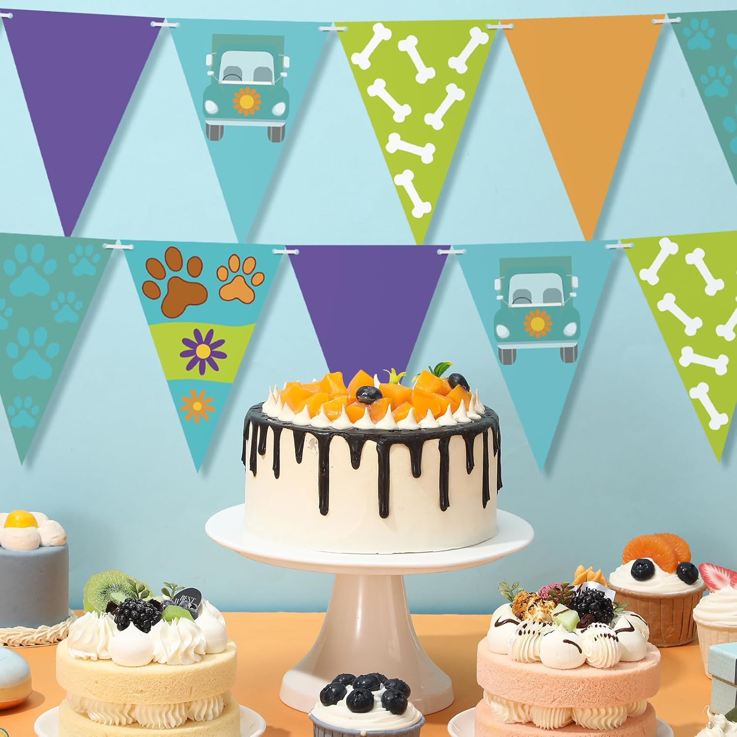 5 Pcs Cartoon Dog Triangle Pennant Banner Set