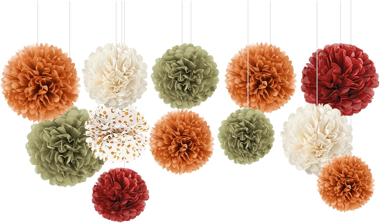 NICROLANDEE Fall Tissue Pom Poms Decorations 12 PCS