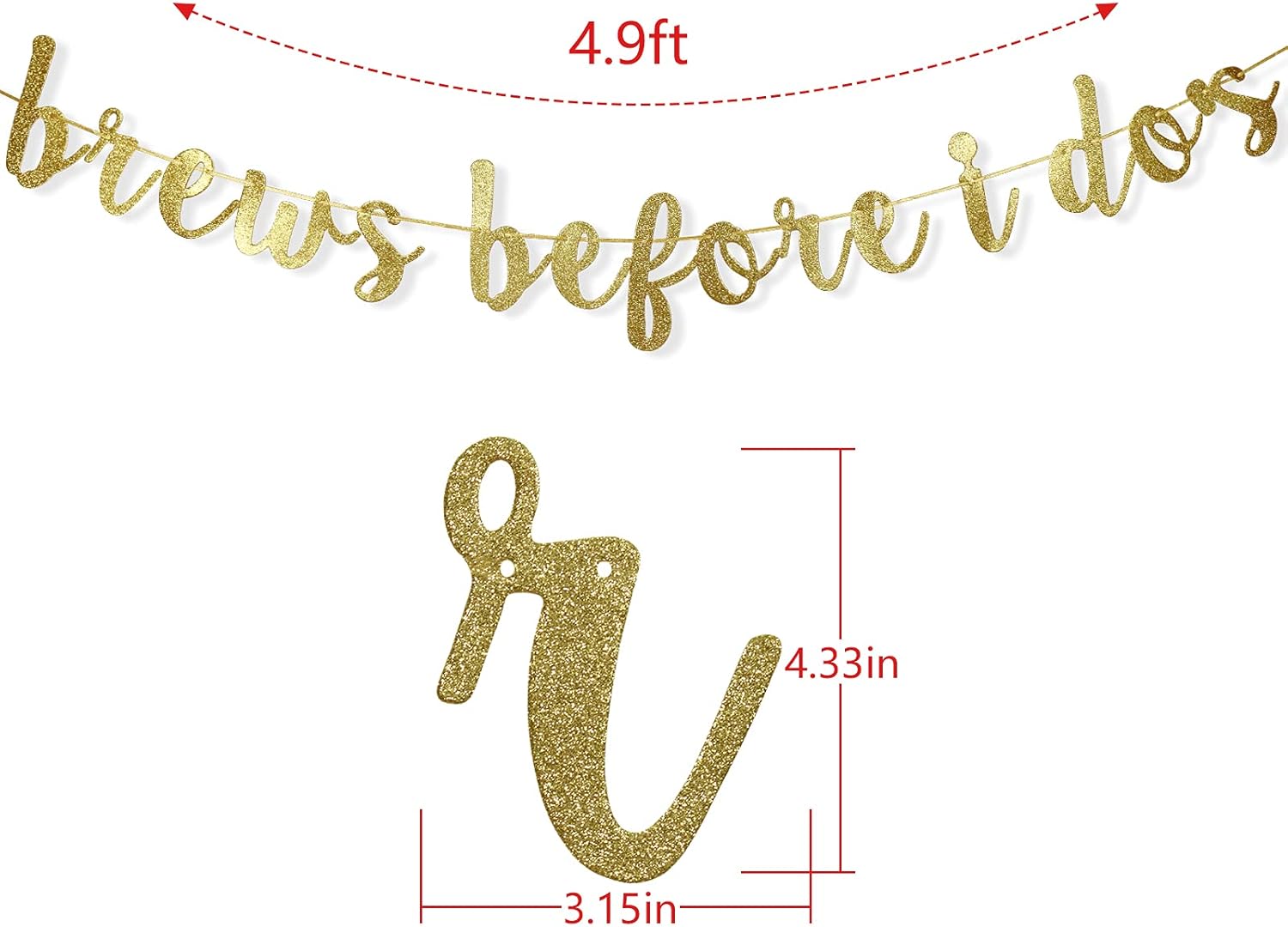 Brews Before I Do Gold Glitter Bachelorette Party Banner