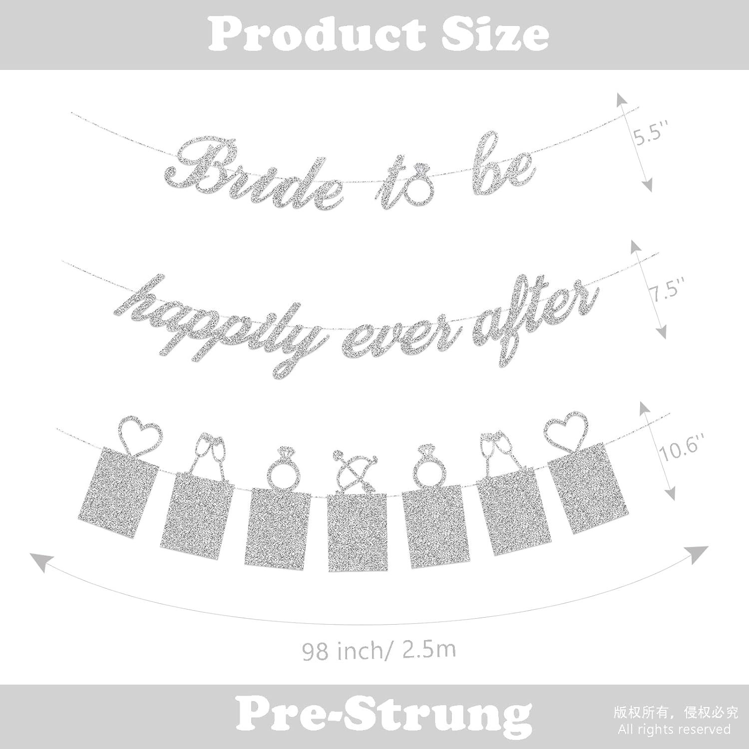 Concico Bridal Shower Decorations Silver Banner Kit