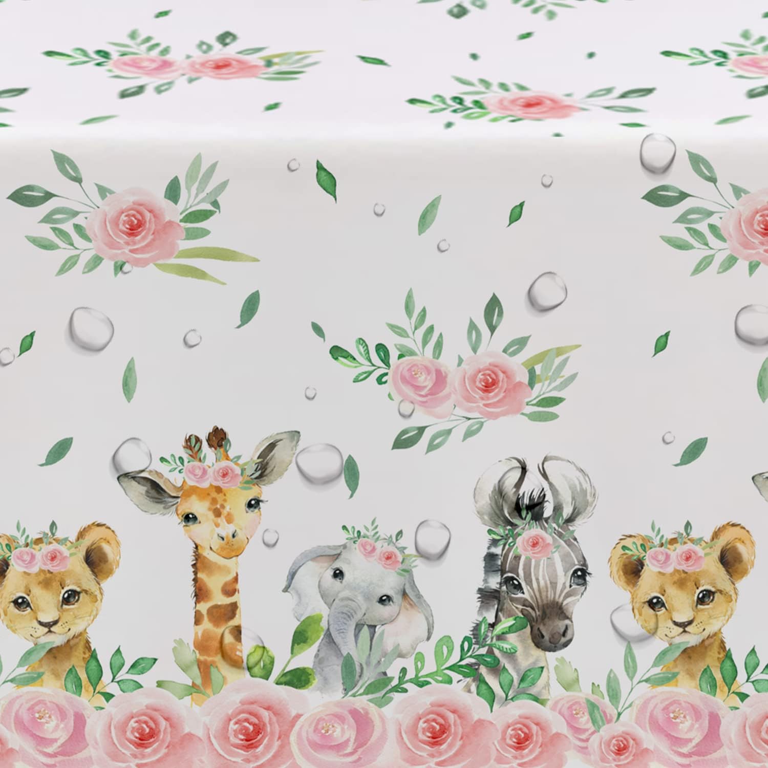 Safari Tablecloth for Girls - 4 Pack Jungle Party Decor