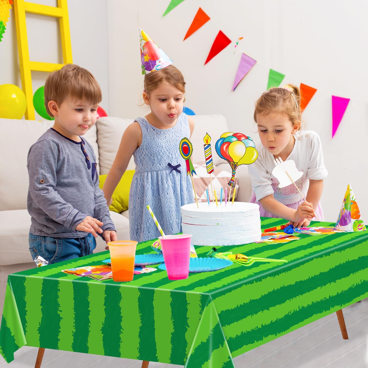 4 Pack Watermelon Rind Tablecloths Green Melon Party Decor