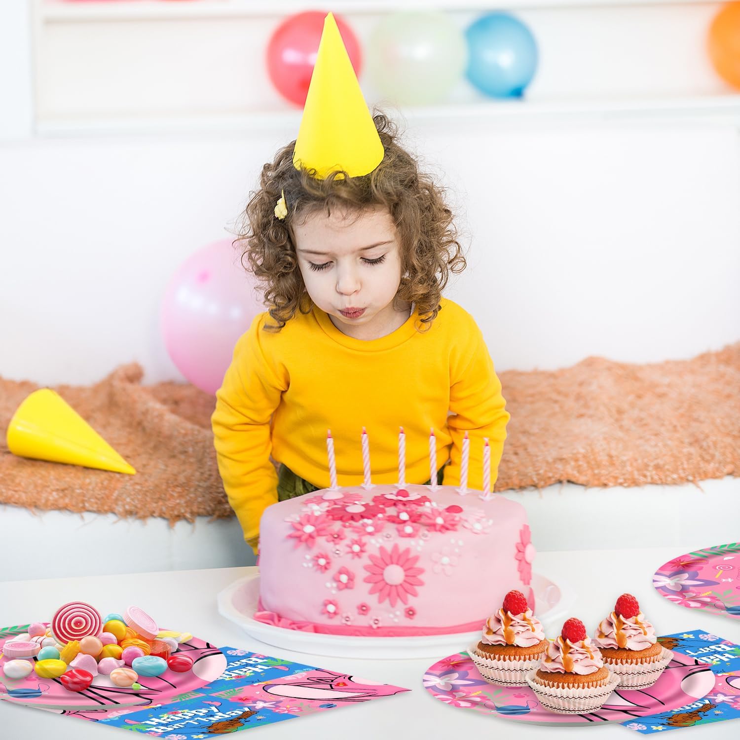 40 Packs Cartoon Party Plates and Napkins Set