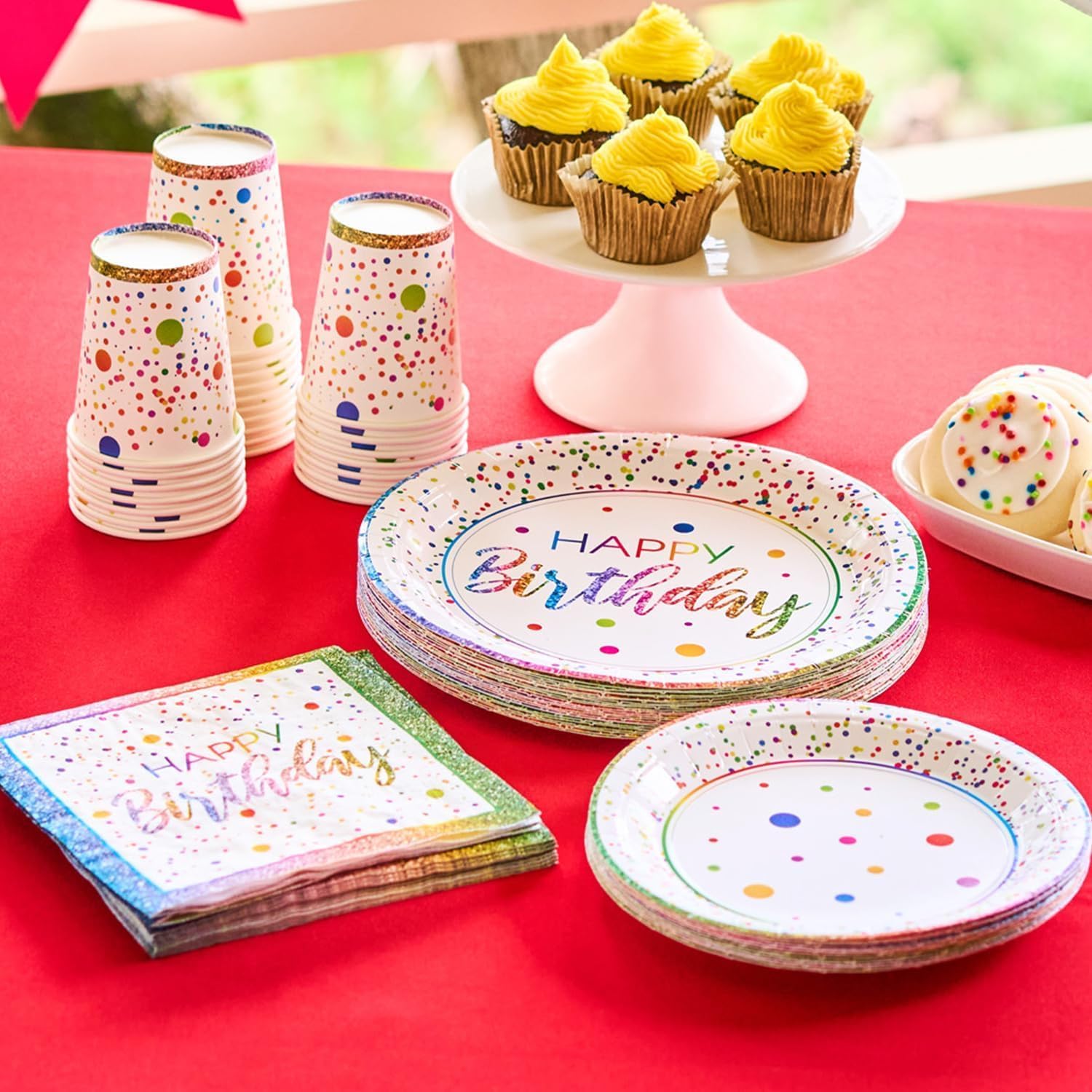 Royal Bluebonnet Rainbow Birthday Plates Set of 24
