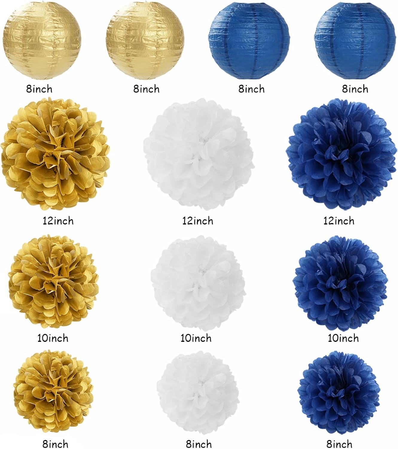 Blue White Gold Party Decorations 20pcs Kit