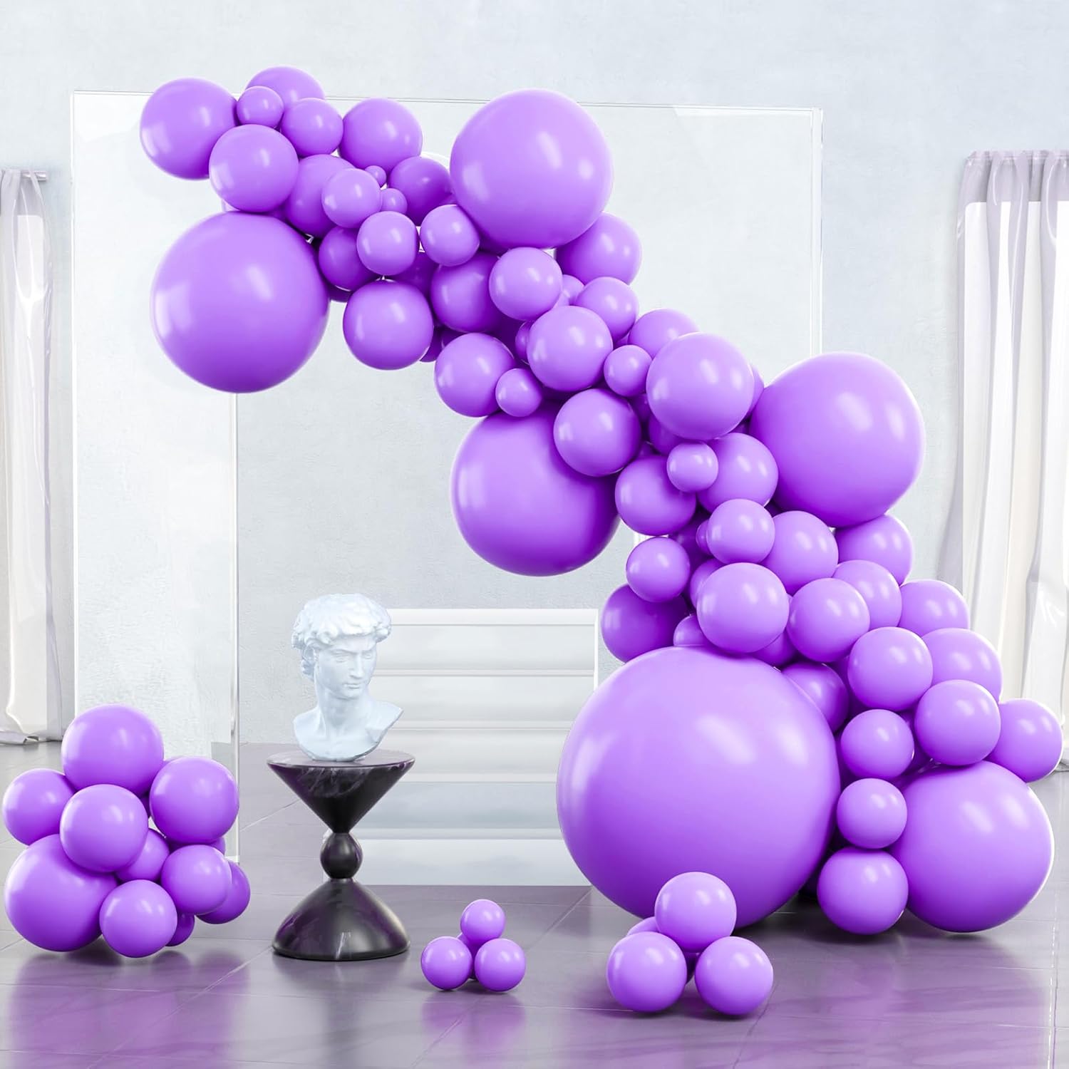 PartyWoo Purple Balloons 100 pcs Different Sizes Kit