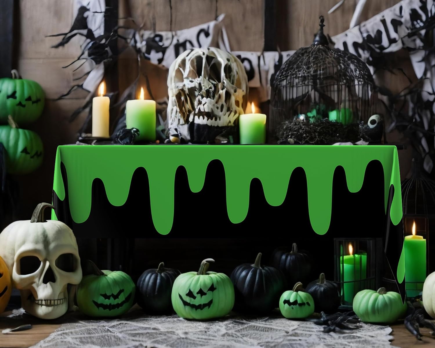 3 Pcs Ghost Themed Tablecloths 54x108 Inch Waterproof for Birthday Parties