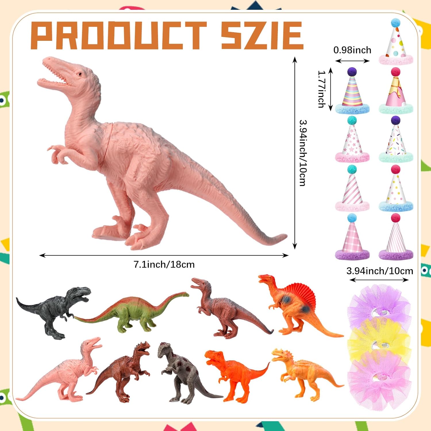Weysat 27pcs Dinosaur Party Decorations with Hats and Skirts