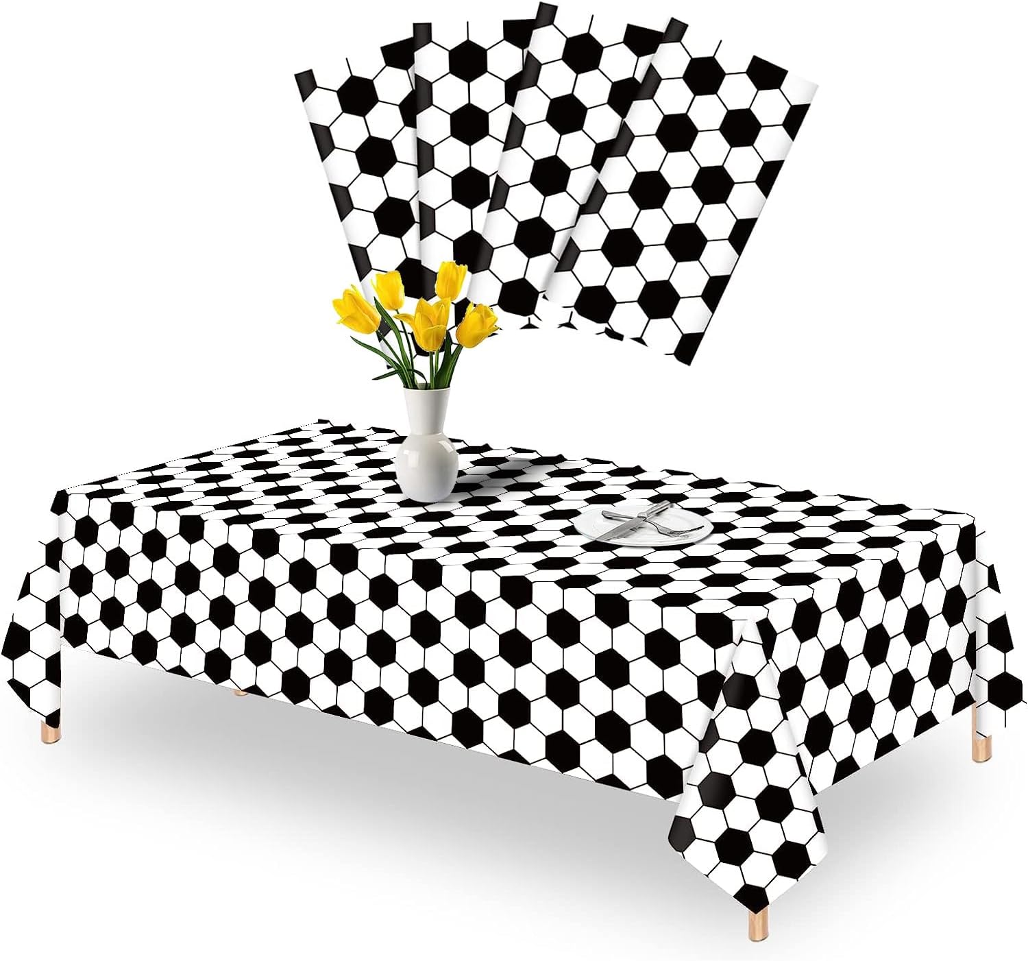 4 Pack Soccer Theme Tablecloths for Party Decorations