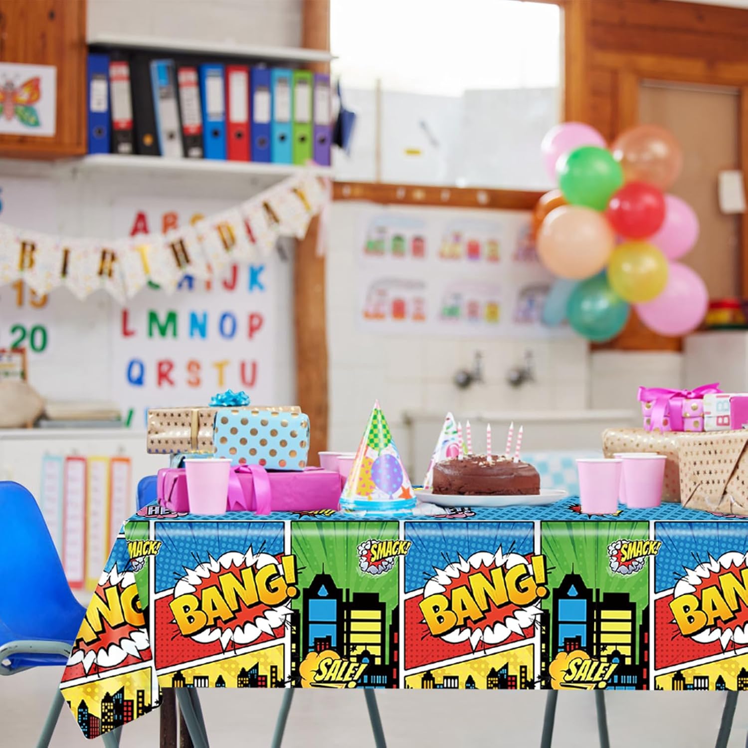2pcs Hero Themed Birthday Tablecloth for Party Decorations