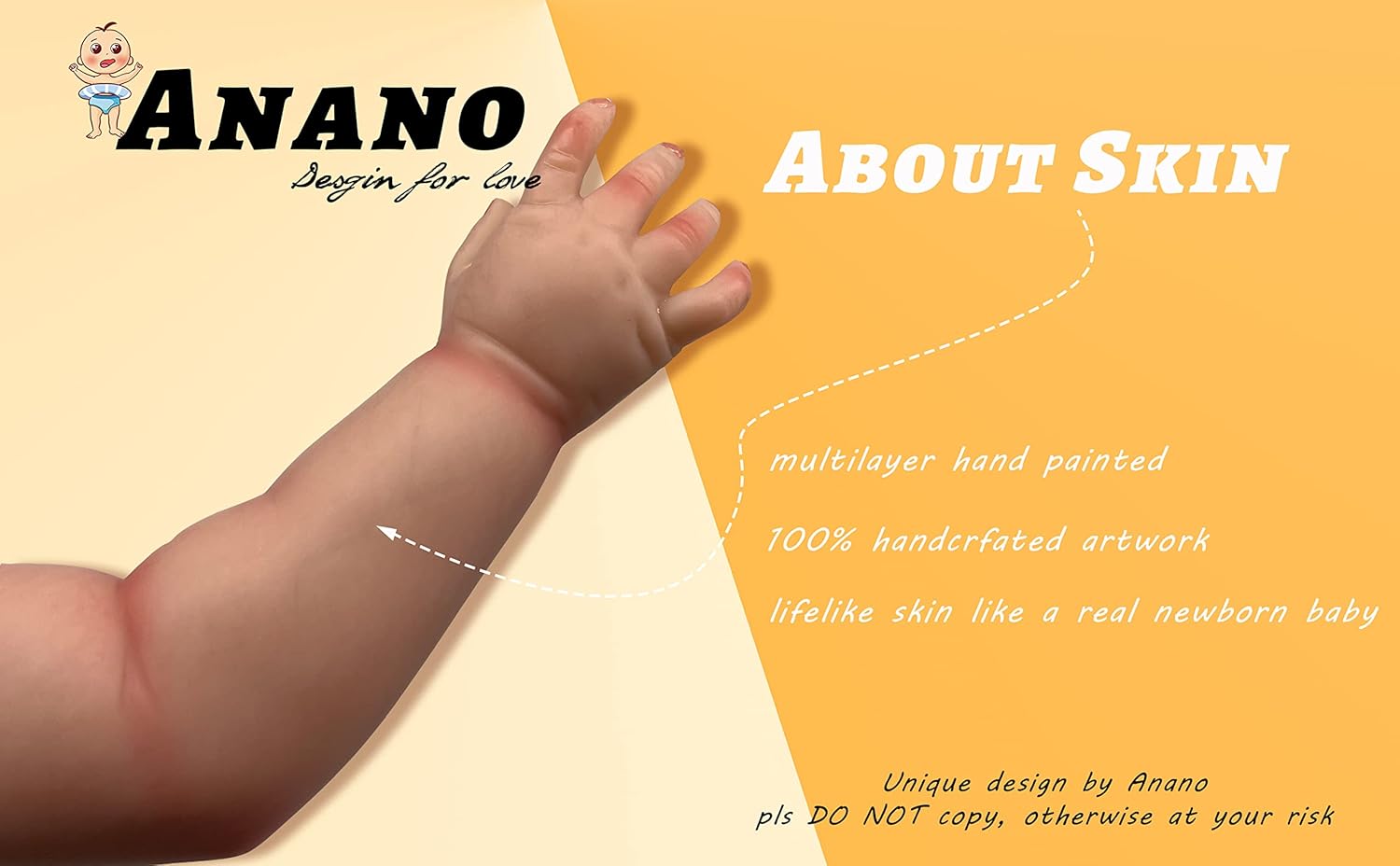 Anano Reborn Toddler Boy 23 Inch Realistic Silicone Doll Set