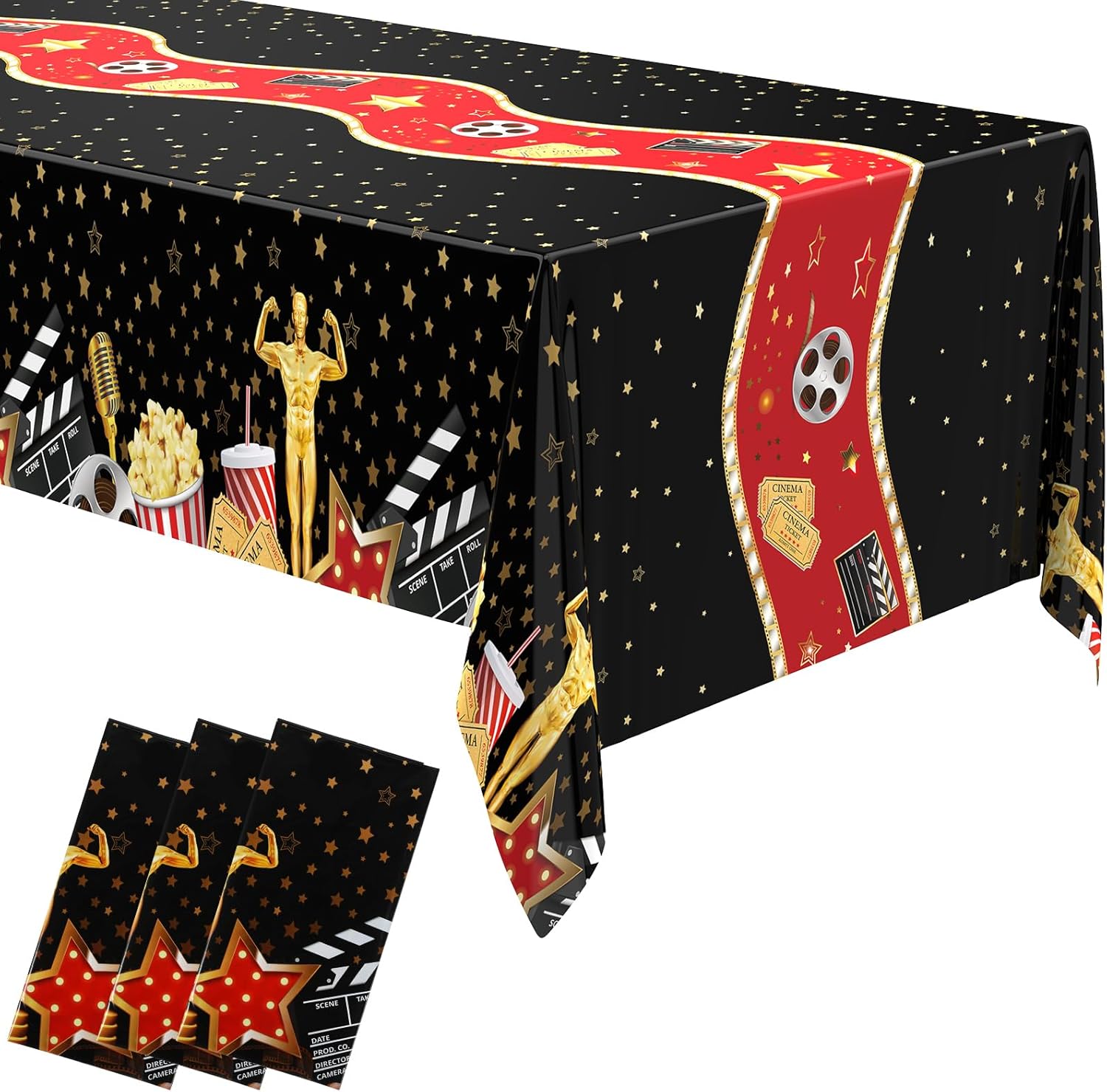 Oudain 6 Pcs Movie Night Tablecloth Set Black