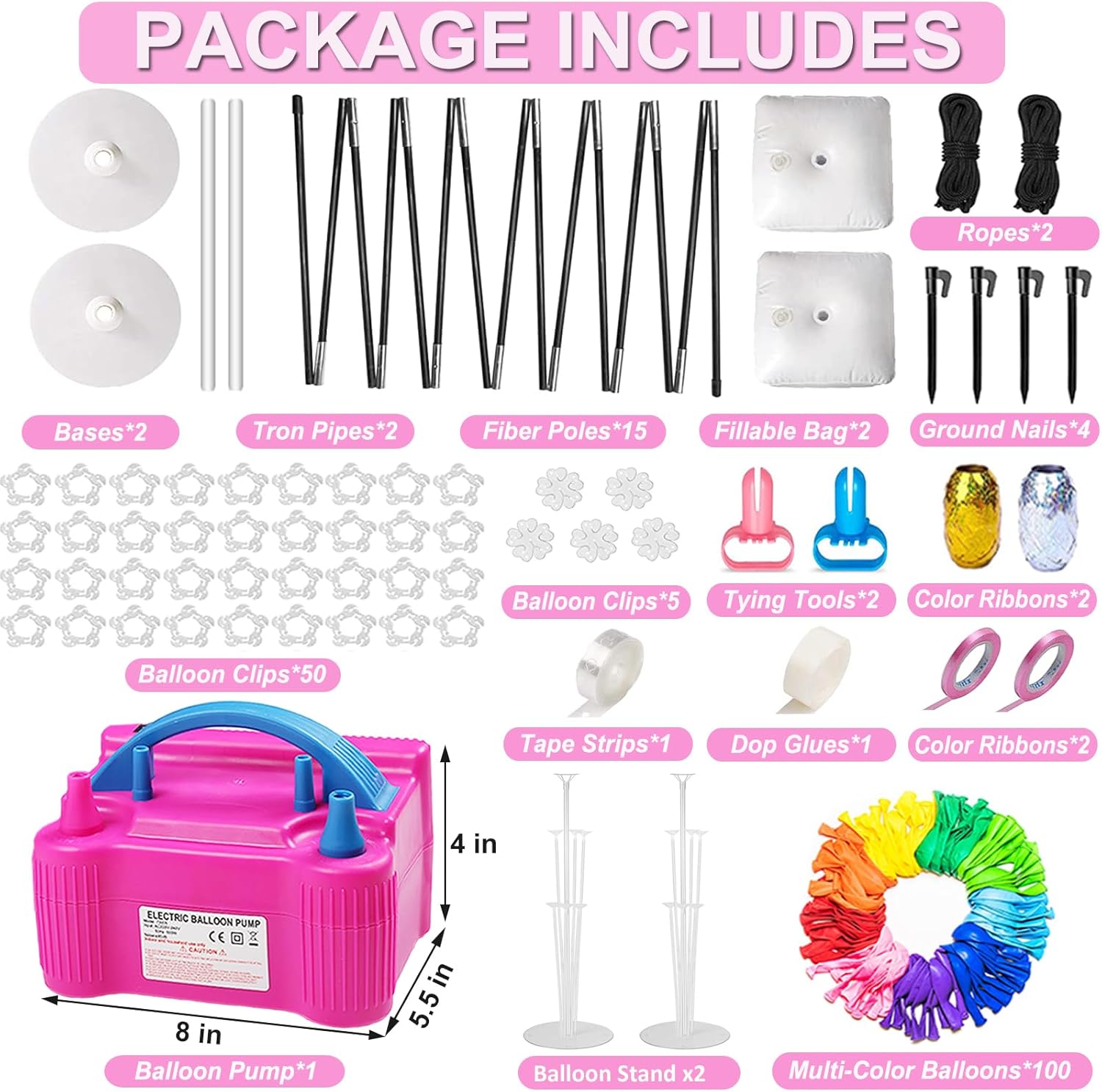 Balloon Arch Kit with Electric Pump 10ft Wide