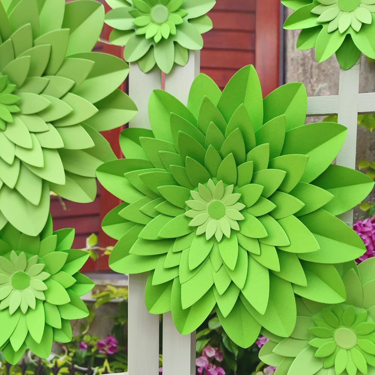Large Lime Green Paper Flowers for Wall Decor