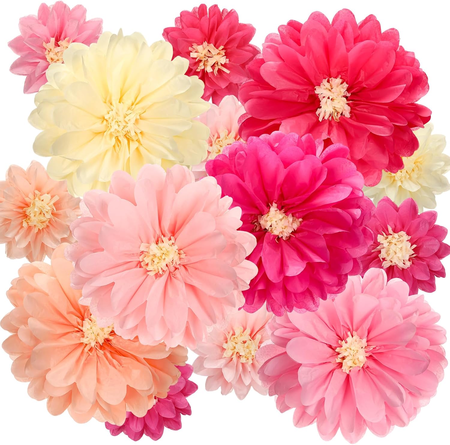 Watersay 12 Pcs 10 20 Inch Giant Mexican Fiesta Paper Flowers