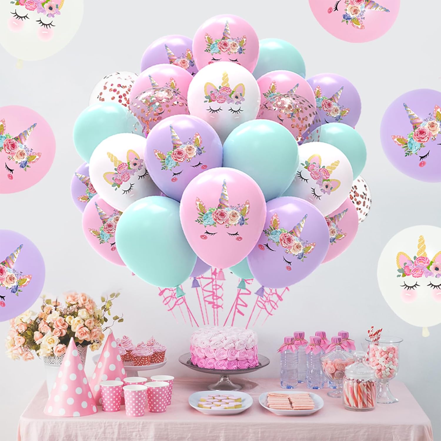 QIFU Unicorn Pastel Balloons 51pcs Party Decorations