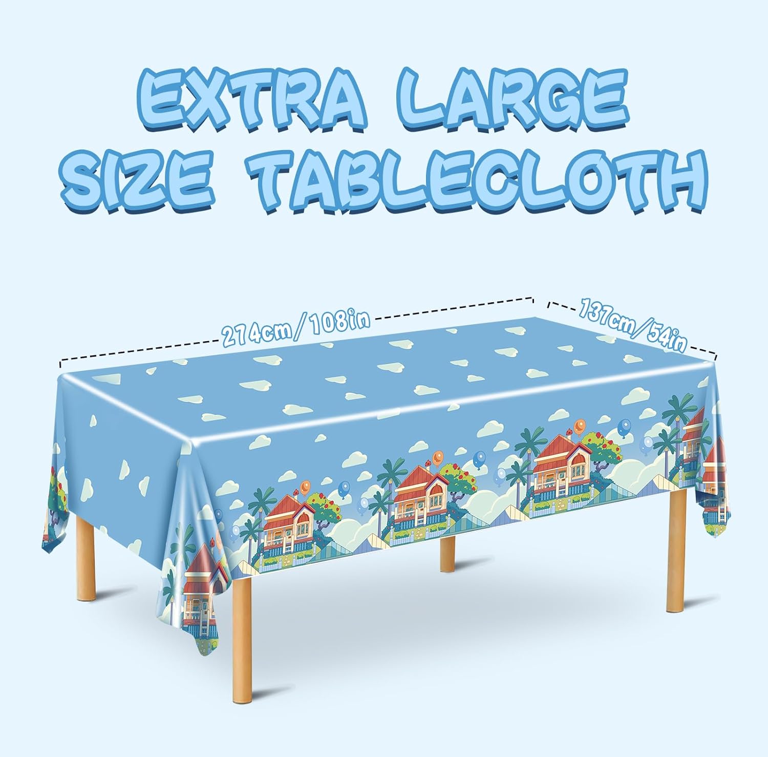 3 Pack Blue Dog Themed Tablecloths for Kids Birthday Party