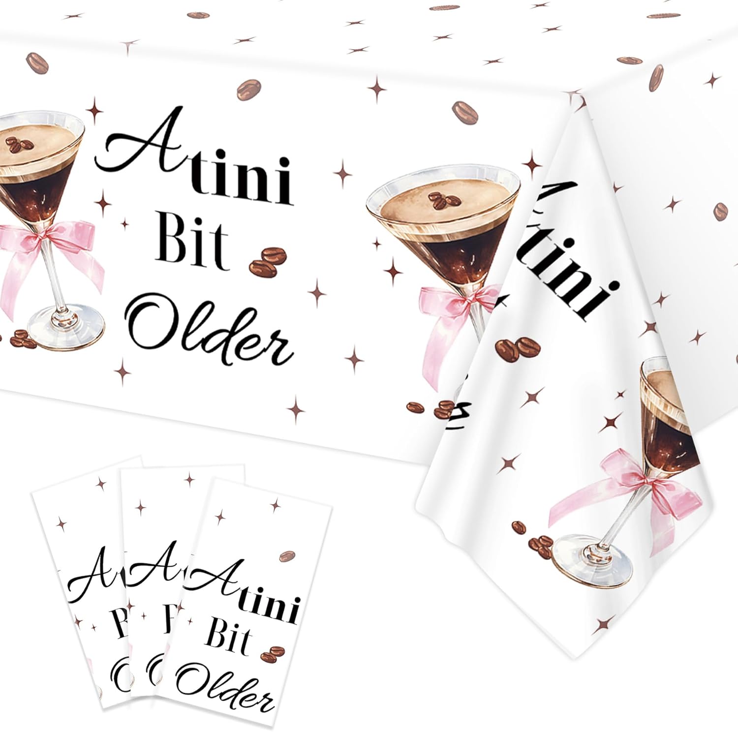 3Pcs Espresso Martini Tablecloths 54 x 108 Inch